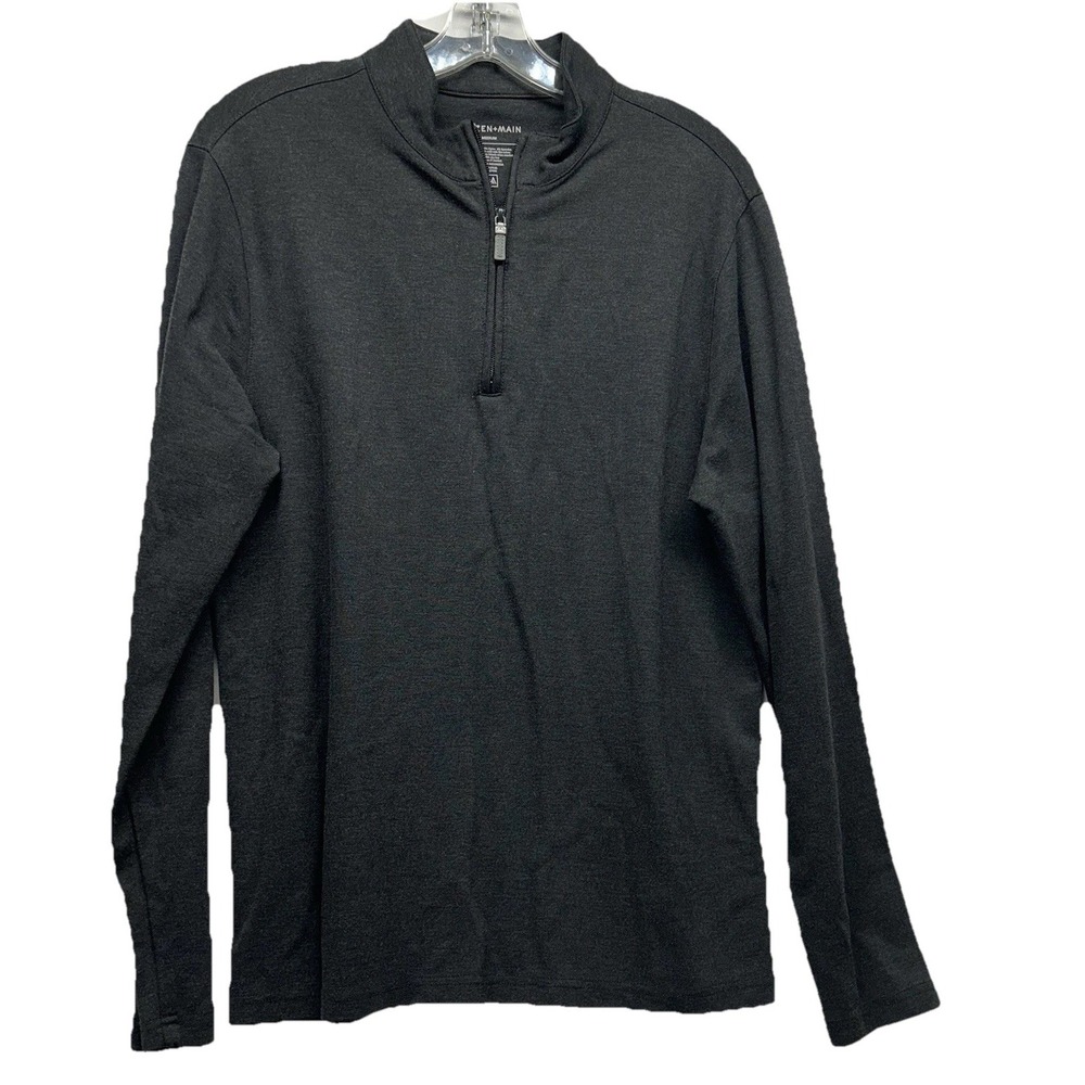 Mizzen+Main Men's Dark Grey Medium 1/2 Zip Rayon Blend Pullover (R1)